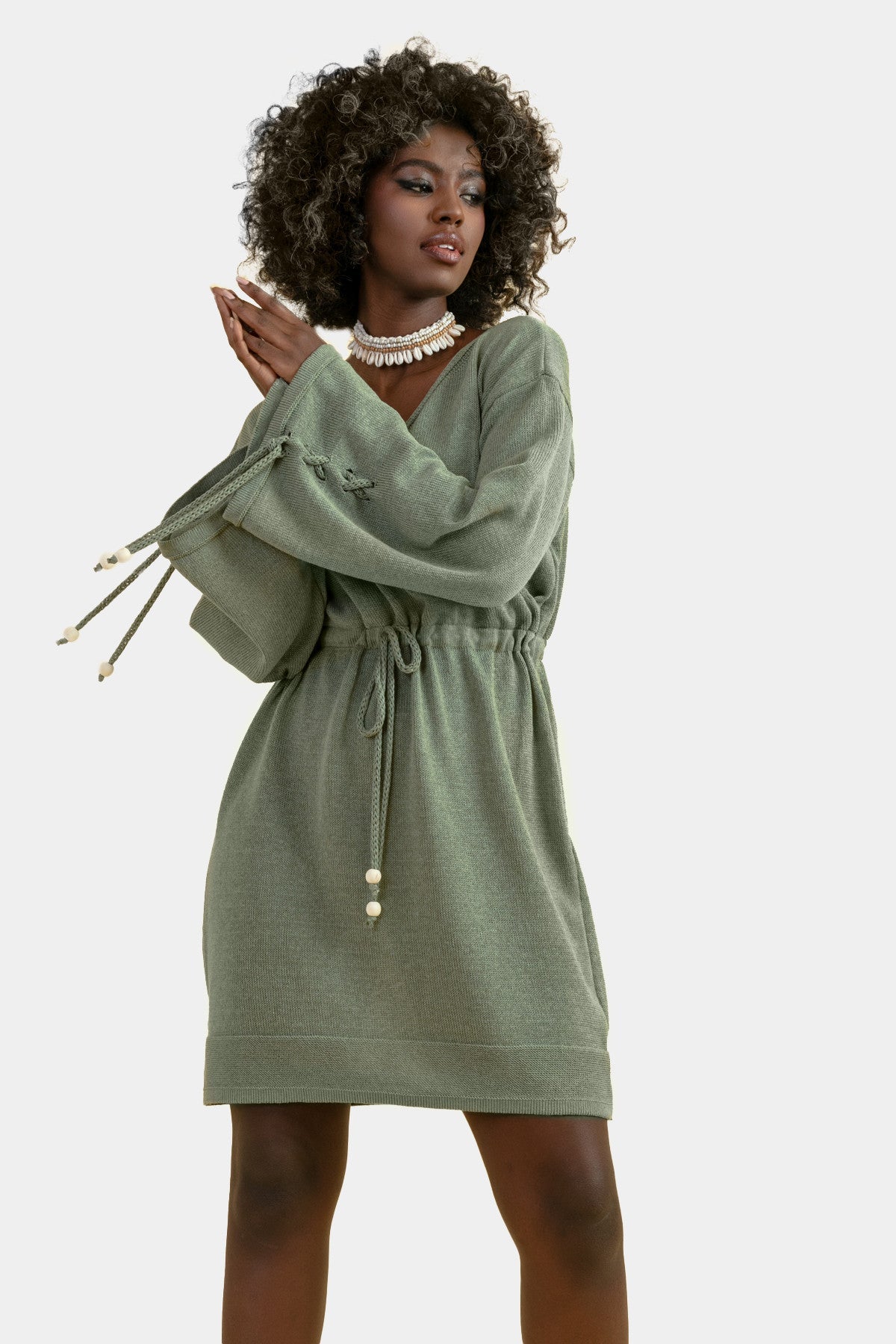 Olive boho wrap dress