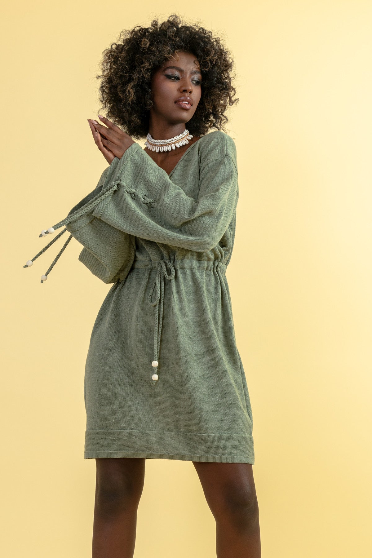 Olive boho wrap dress