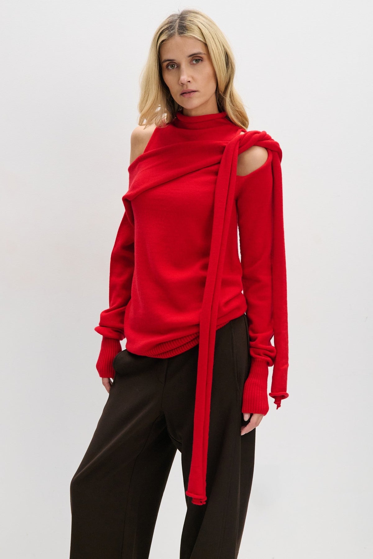 Endless Form Red Merino Wool Sweater Dress