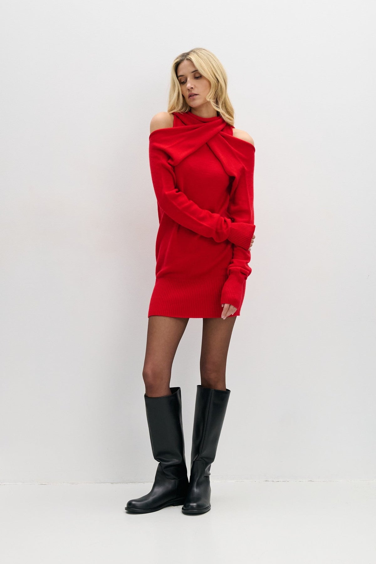 Endless Form Red Merino Wool Sweater Dress