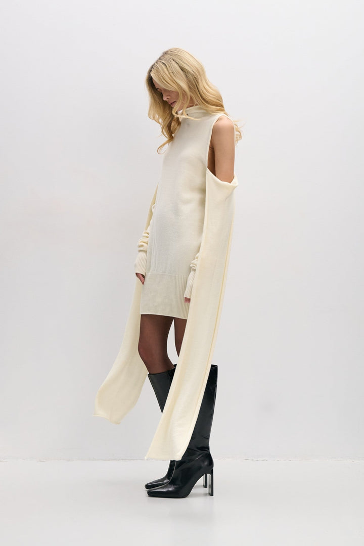 Endless Form ecru merino wool sweater dress
