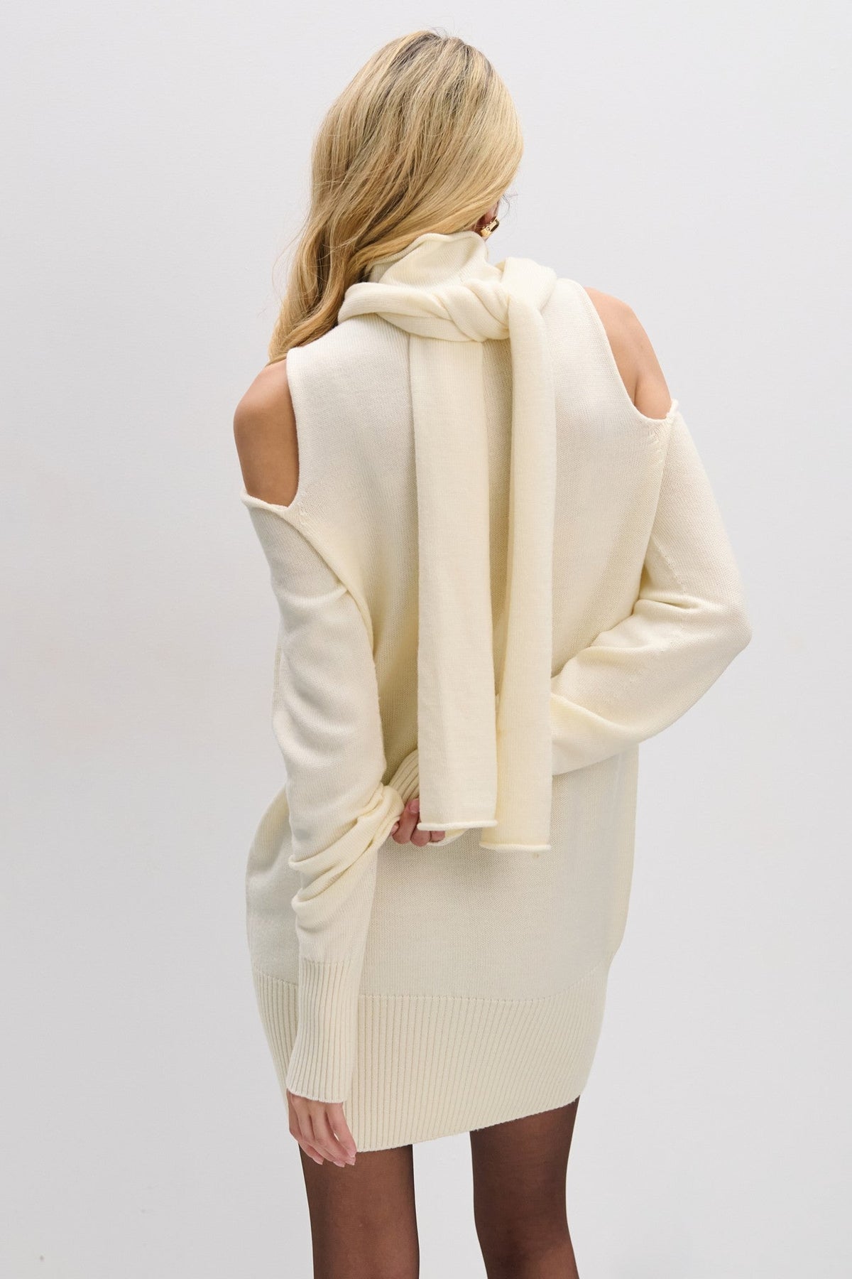 Endless Form ecru merino wool sweater dress