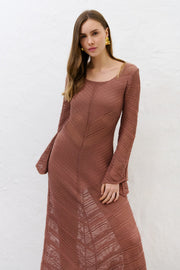 Cotton Mirage mocha long openwork dress