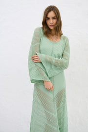 Cotton Mirage Pistachio Long Summer Dress