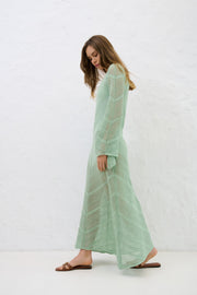 Cotton Mirage Pistachio Long Summer Dress