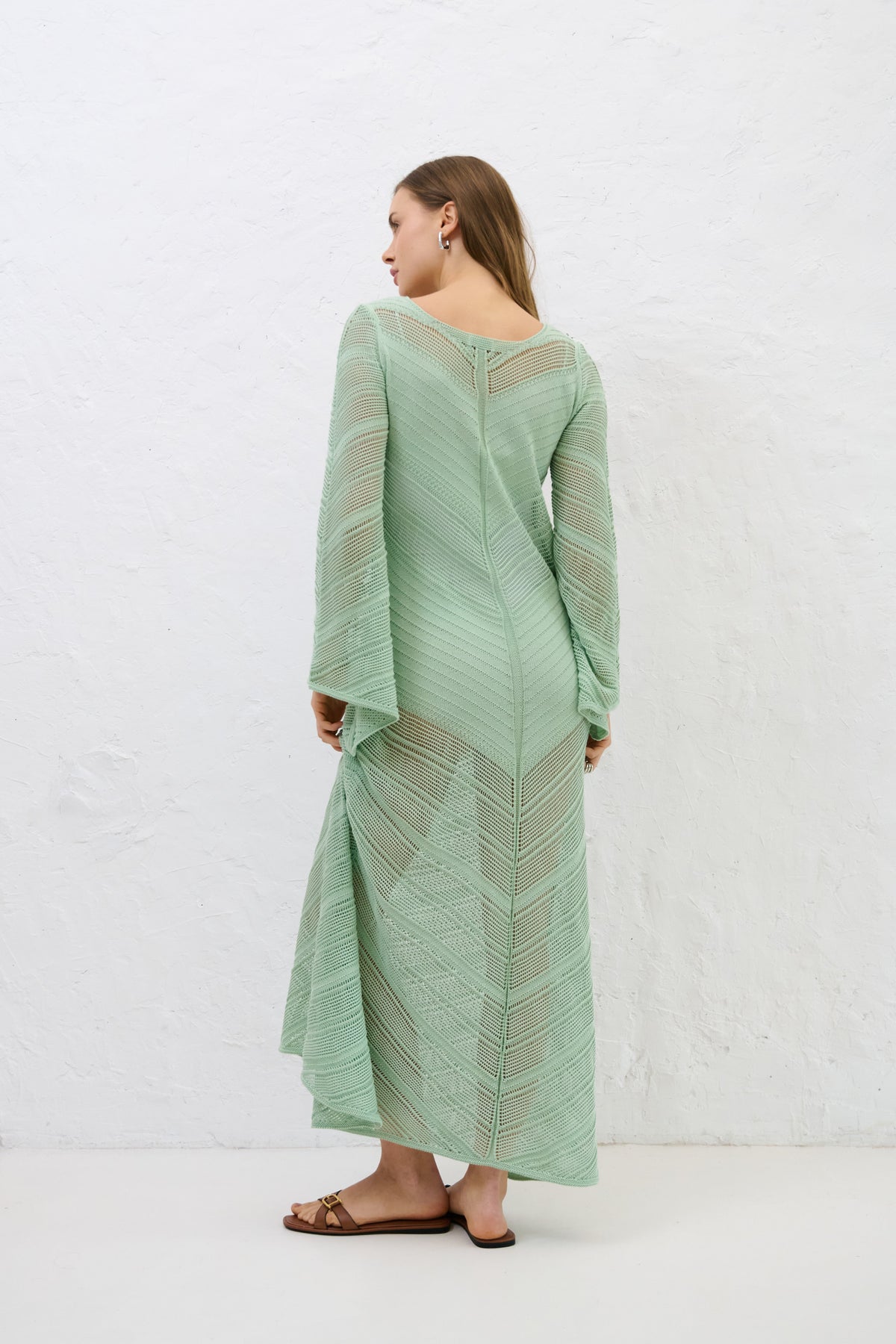 Cotton Mirage Pistachio Long Summer Dress
