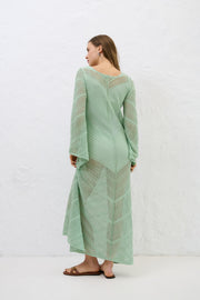Cotton Mirage Pistachio Long Summer Dress