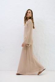 Sablé Beige Organic Cotton and Cashmere Long Summer Dress