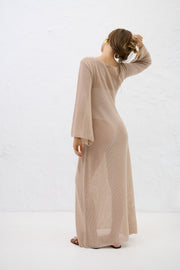 Sablé Beige Organic Cotton and Cashmere Long Summer Dress