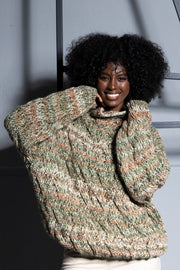 Thick-knit wool sweater, green