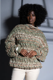 Thick-knit wool sweater, green