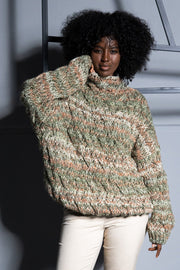 Thick-knit wool sweater, green