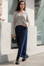 Gray Alpaca Wool Crew Neck Sweater