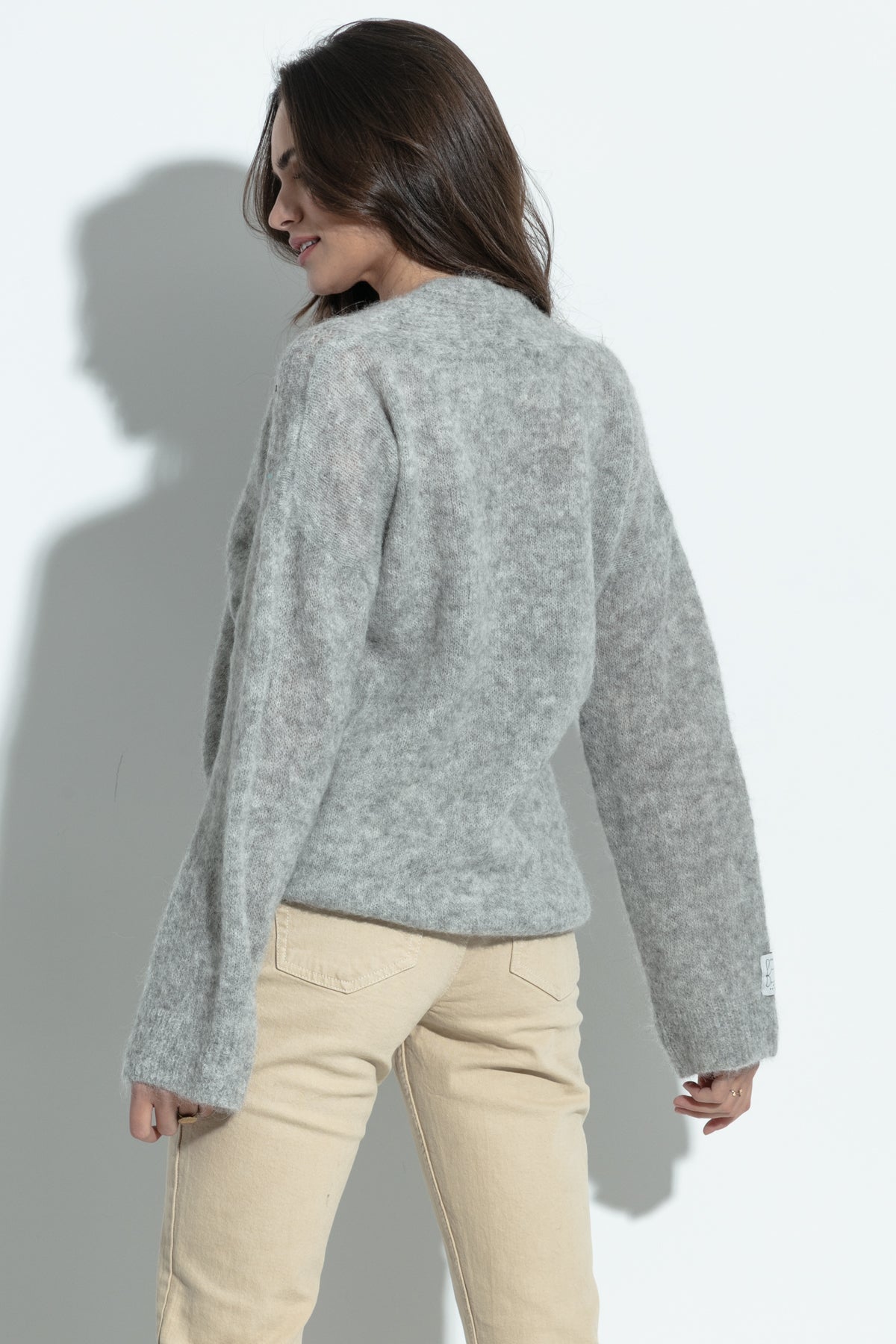 Gray Alpaca Wool Crew Neck Sweater