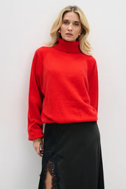 Sweter z kaszmiru z golfem CASHMERE VELVET AIR czerwony