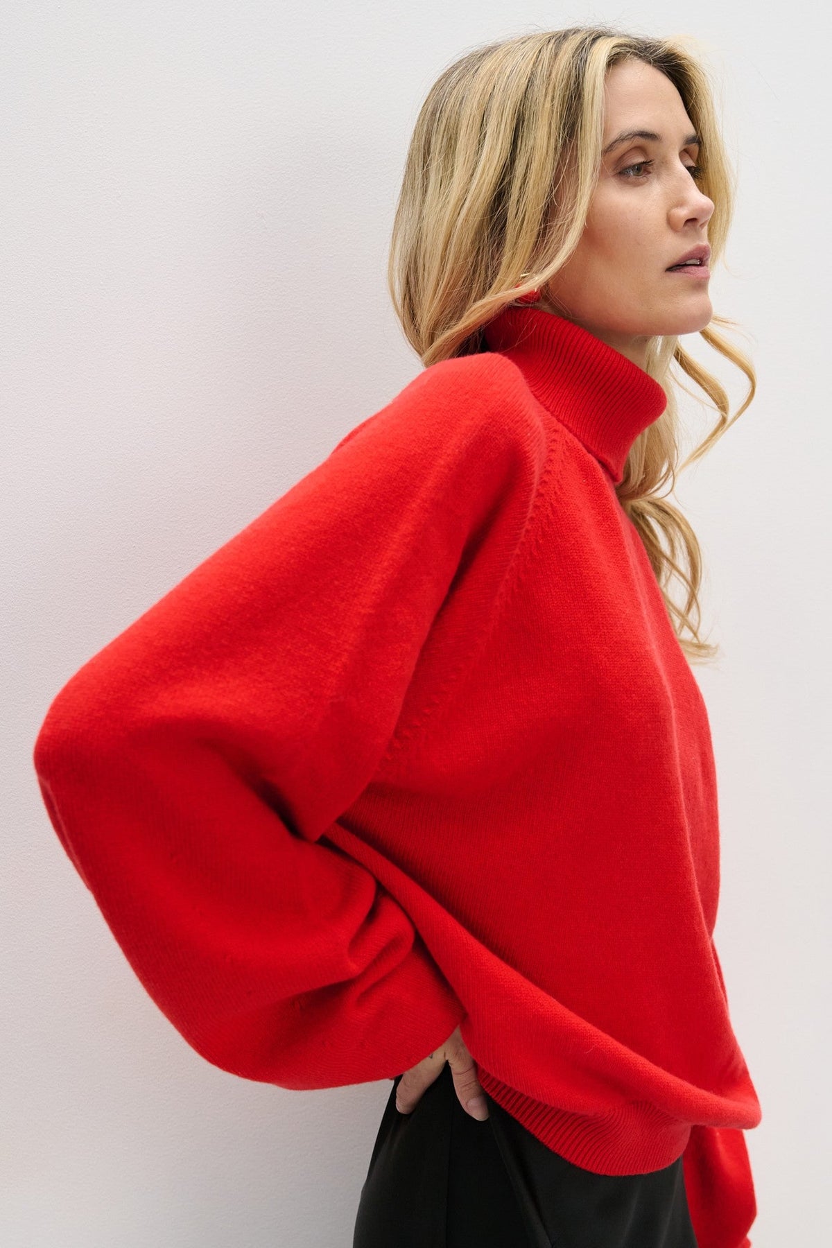 Sweter z kaszmiru z golfem CASHMERE VELVET AIR czerwony