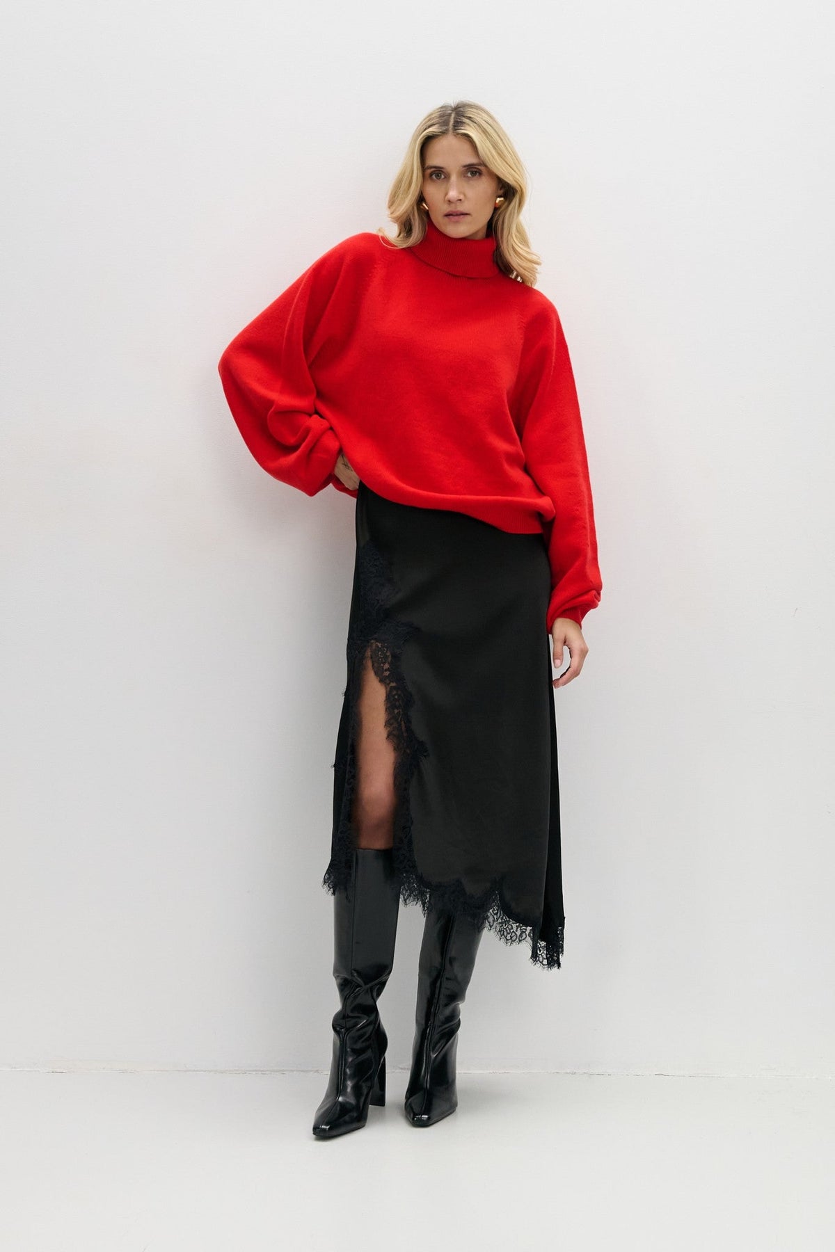 Cashmere turtleneck sweater CASHMERE VELVET AIR red