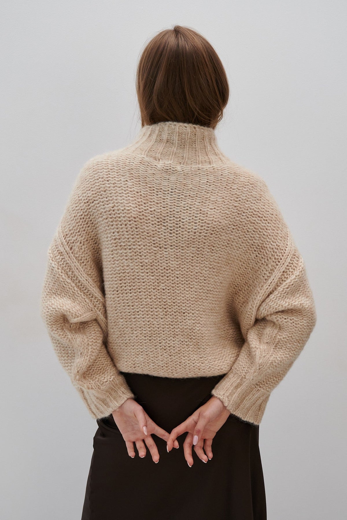 Beige undyed alpaca wool and mako cotton sweater