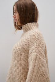 Beige undyed alpaca wool and mako cotton sweater