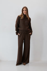 Brown undyed alpaca wool and mako cotton sweater