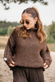 Brown undyed alpaca wool and mako cotton sweater