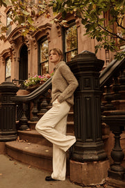 Earth Embrace Beige Alpaca Wool Collar Sweater
