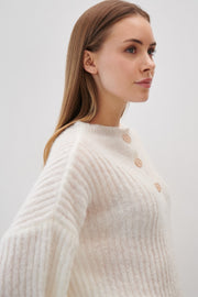 Sweter z wełny alpaki zapinany ecru