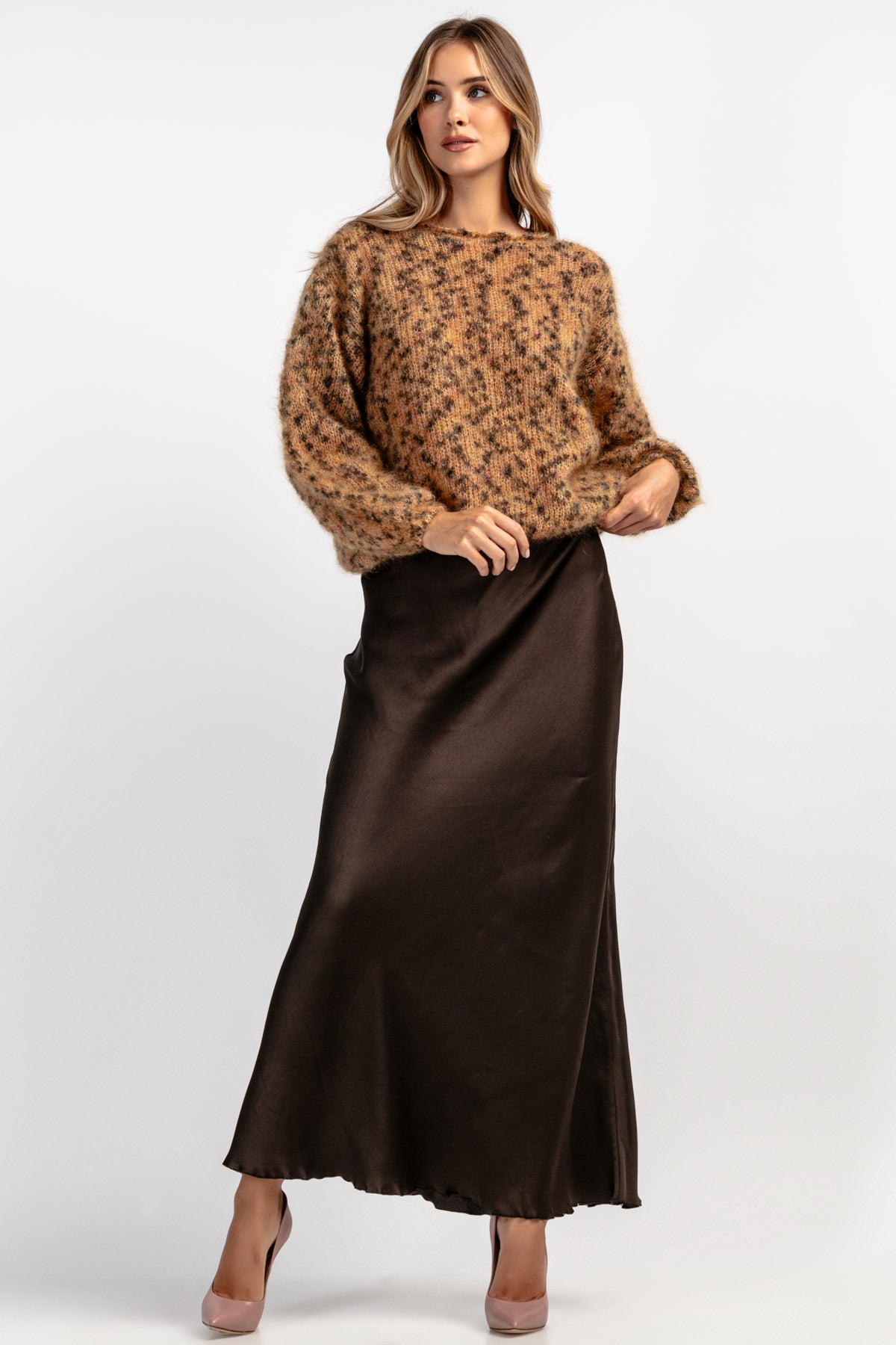 Kid's wool mohair sweater brown