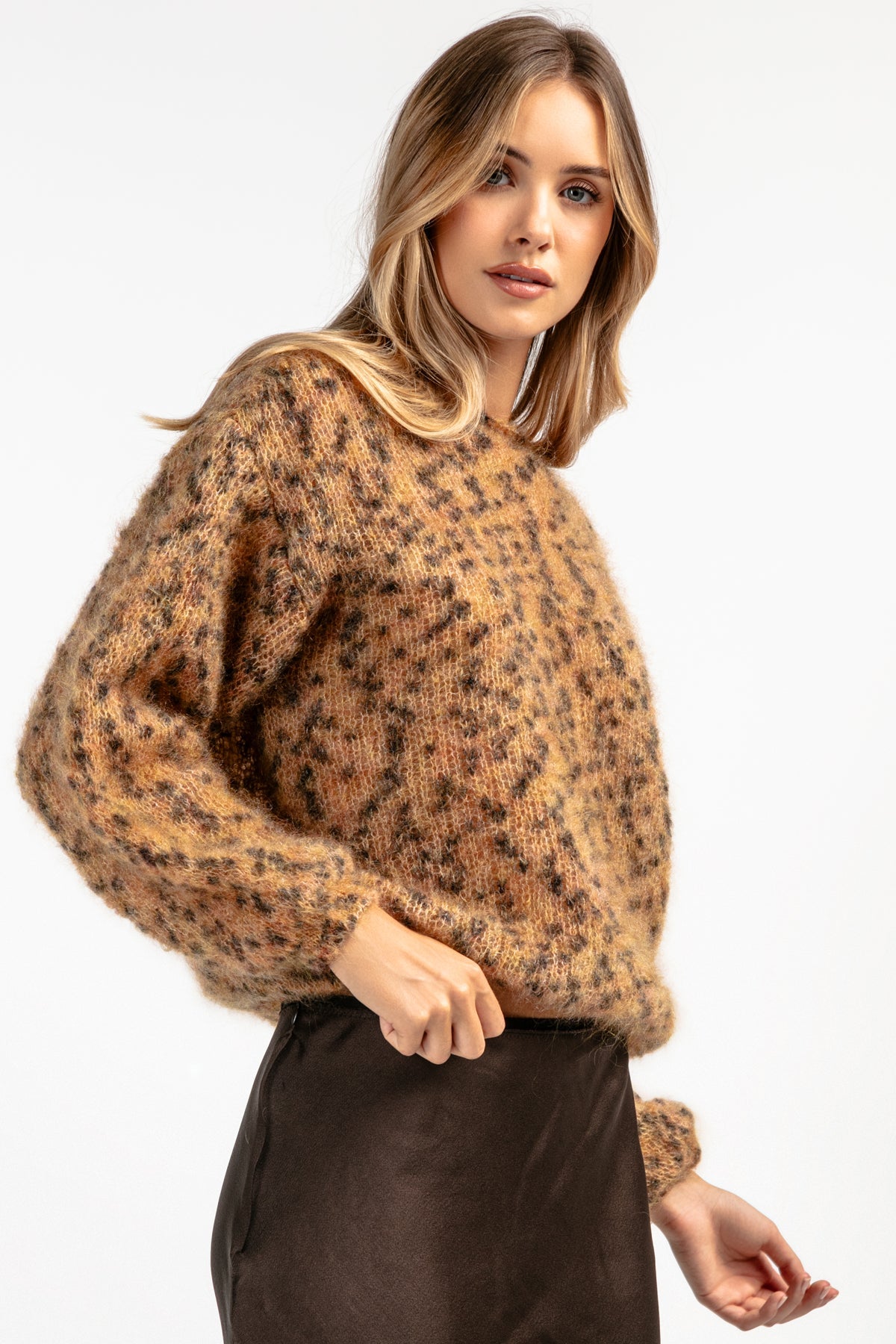Kid's wool mohair sweater brown