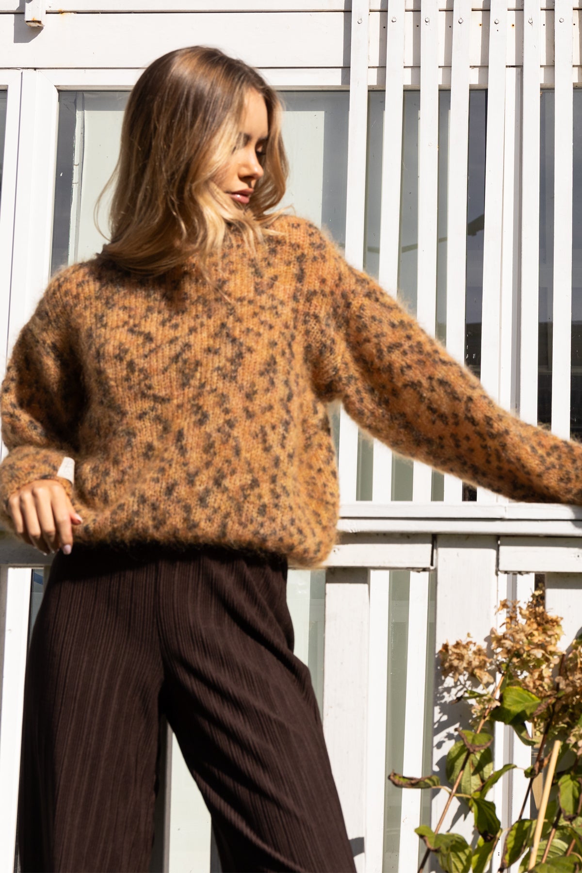 Kid's wool mohair sweater brown