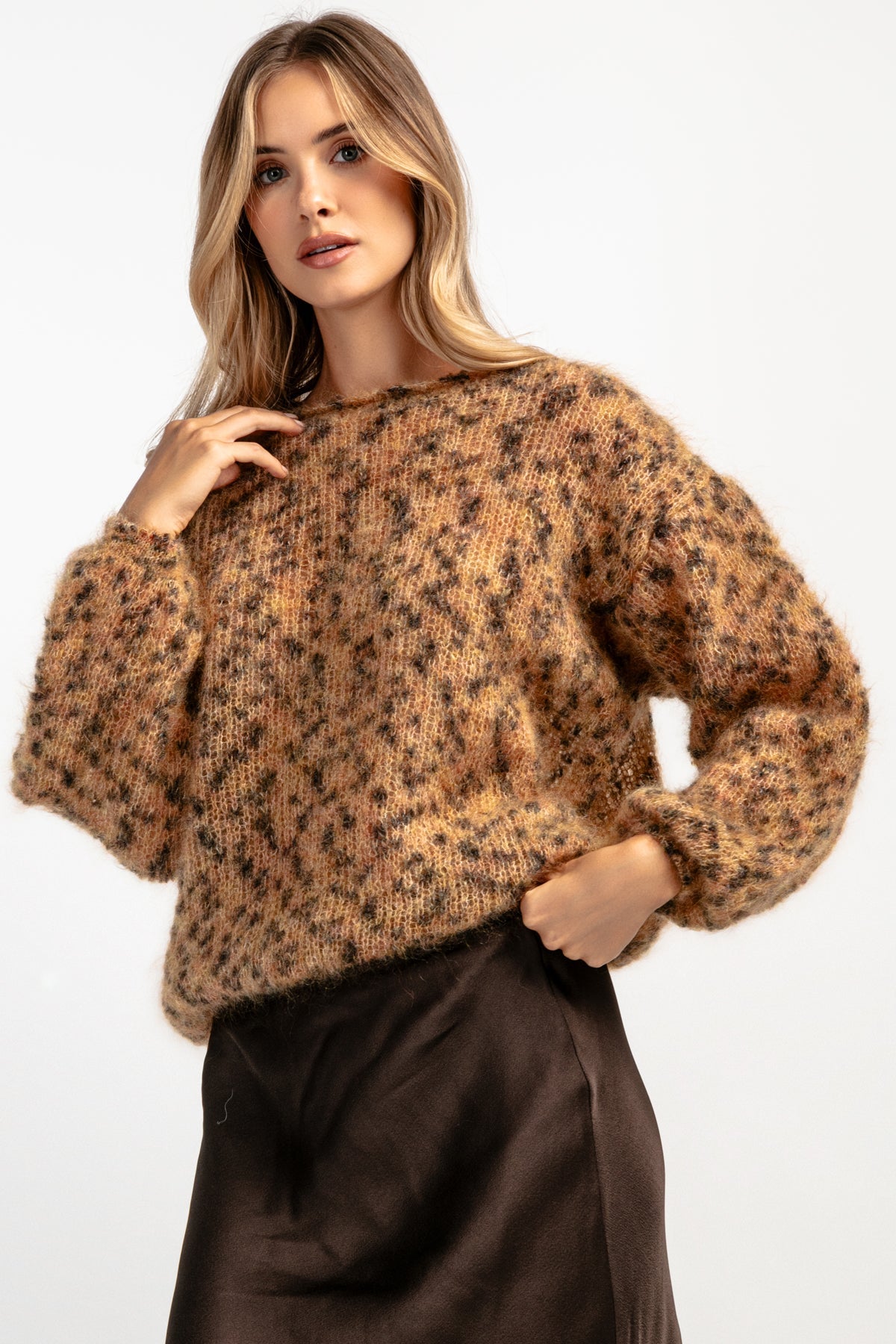 Kid's wool mohair sweater brown