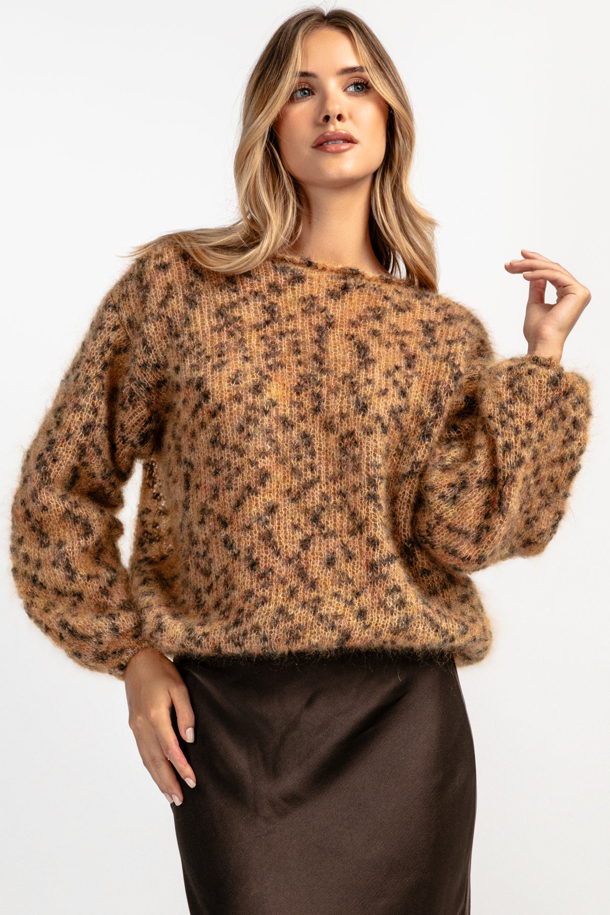 Sweter z wełny kid moher Polar Dream brązowy