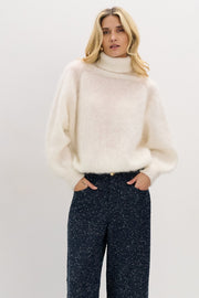Sweter z wełny kid moher Kid Mohair Whisper ecru