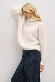 Kid Mohair Whisper ecru wool sweater