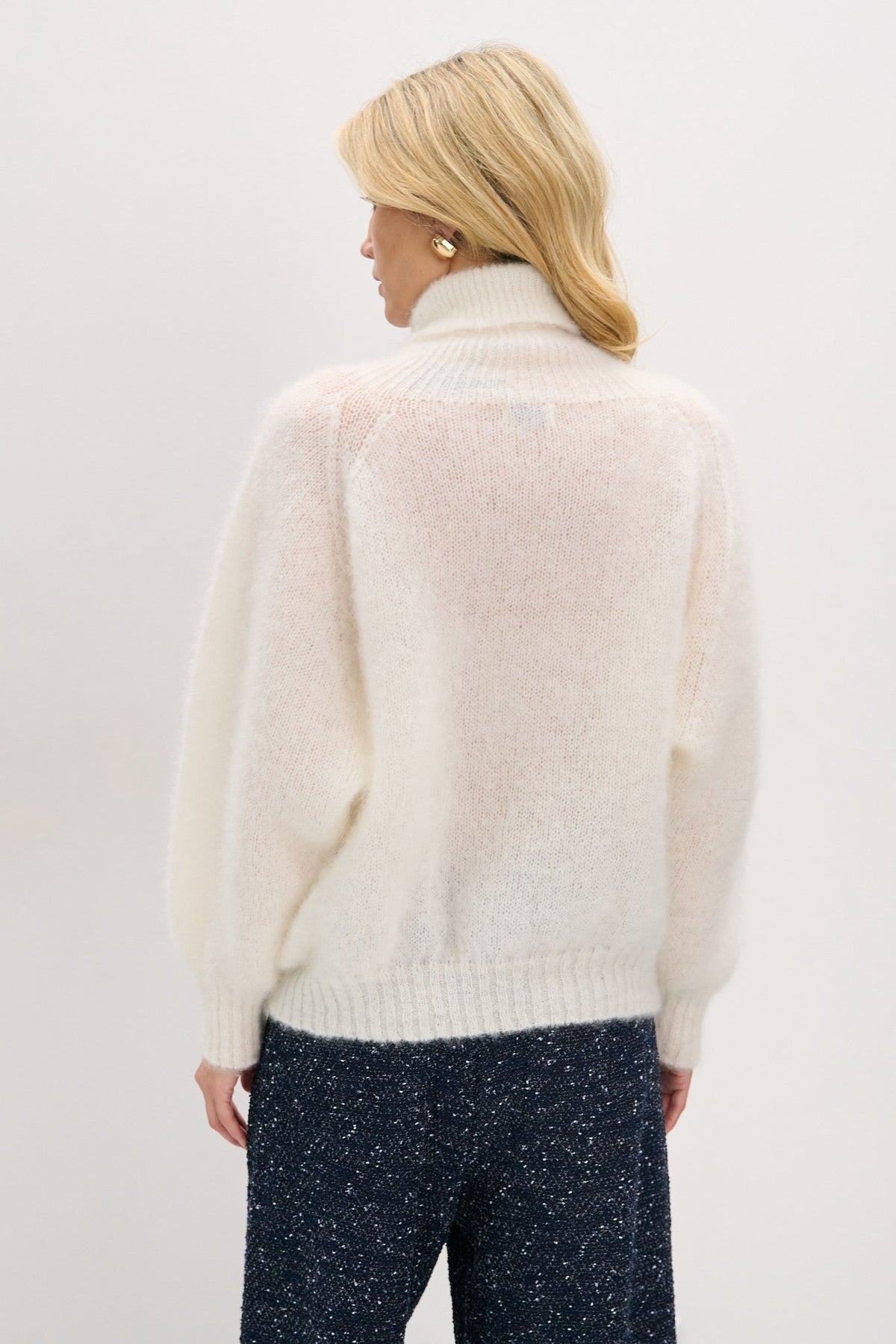 Sweter z wełny kid moher Kid Mohair Whisper ecru