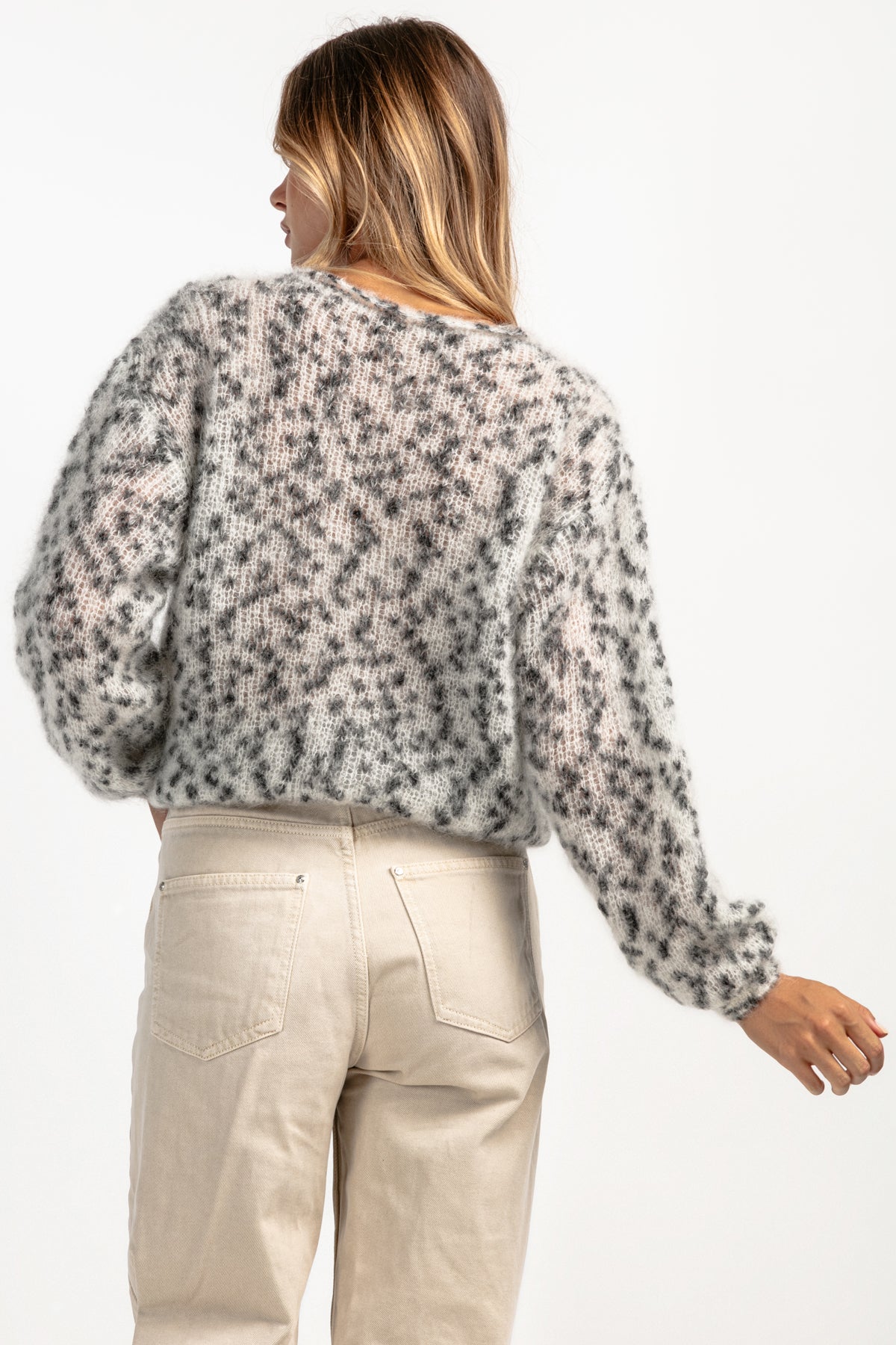 Sweter z wełny kid moher Snow Polar Dream szary