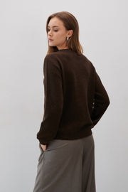 Elegant Flow Chocolate Merino Wool Sweater
