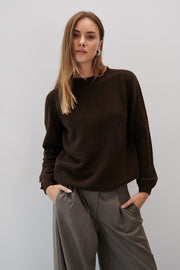 Elegant Flow Chocolate Merino Wool Sweater