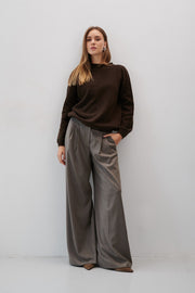 Elegant Flow Chocolate Merino Wool Sweater