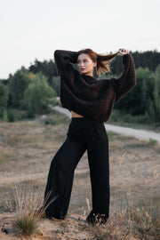 Sweter z wełny merynos Earth Dune brązowy