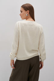 Elegant Flow Ecru Merino Wool Sweater