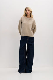 Beige chunky merino wool sweater