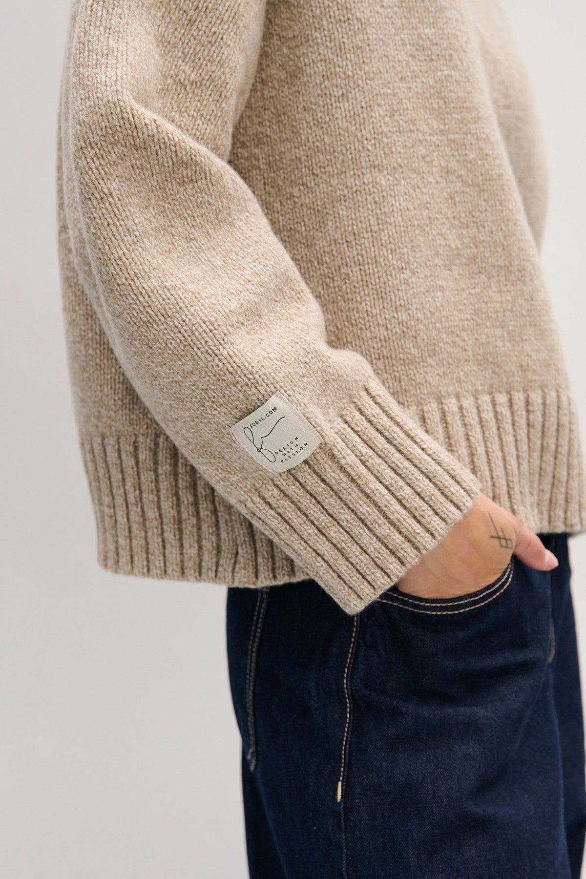 Beige chunky merino wool sweater