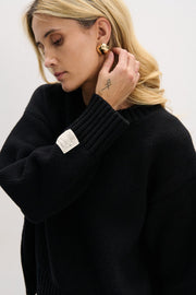 Chunky knit merino wool sweater, black