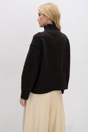 Brown chunky merino wool turtleneck sweater