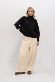 Brown chunky merino wool turtleneck sweater