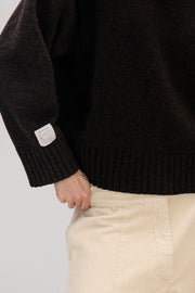 Brown chunky merino wool turtleneck sweater