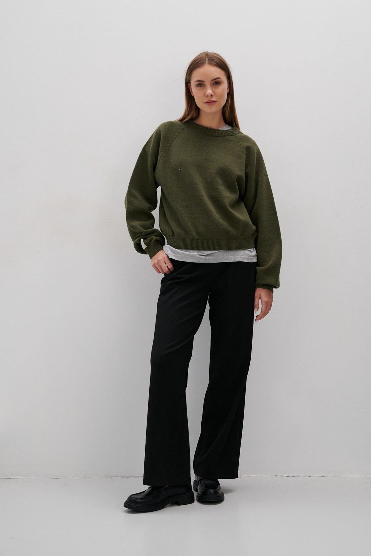 Pure Ease Merino Wool Sweater Olive