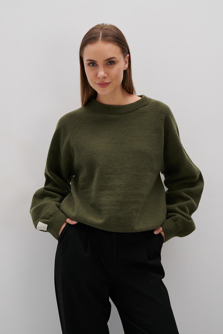 Pure Ease Merino Wool Sweater Olive