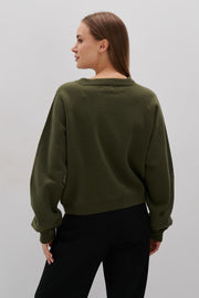 Sweter z wełny merynos pure ease oliwkowy